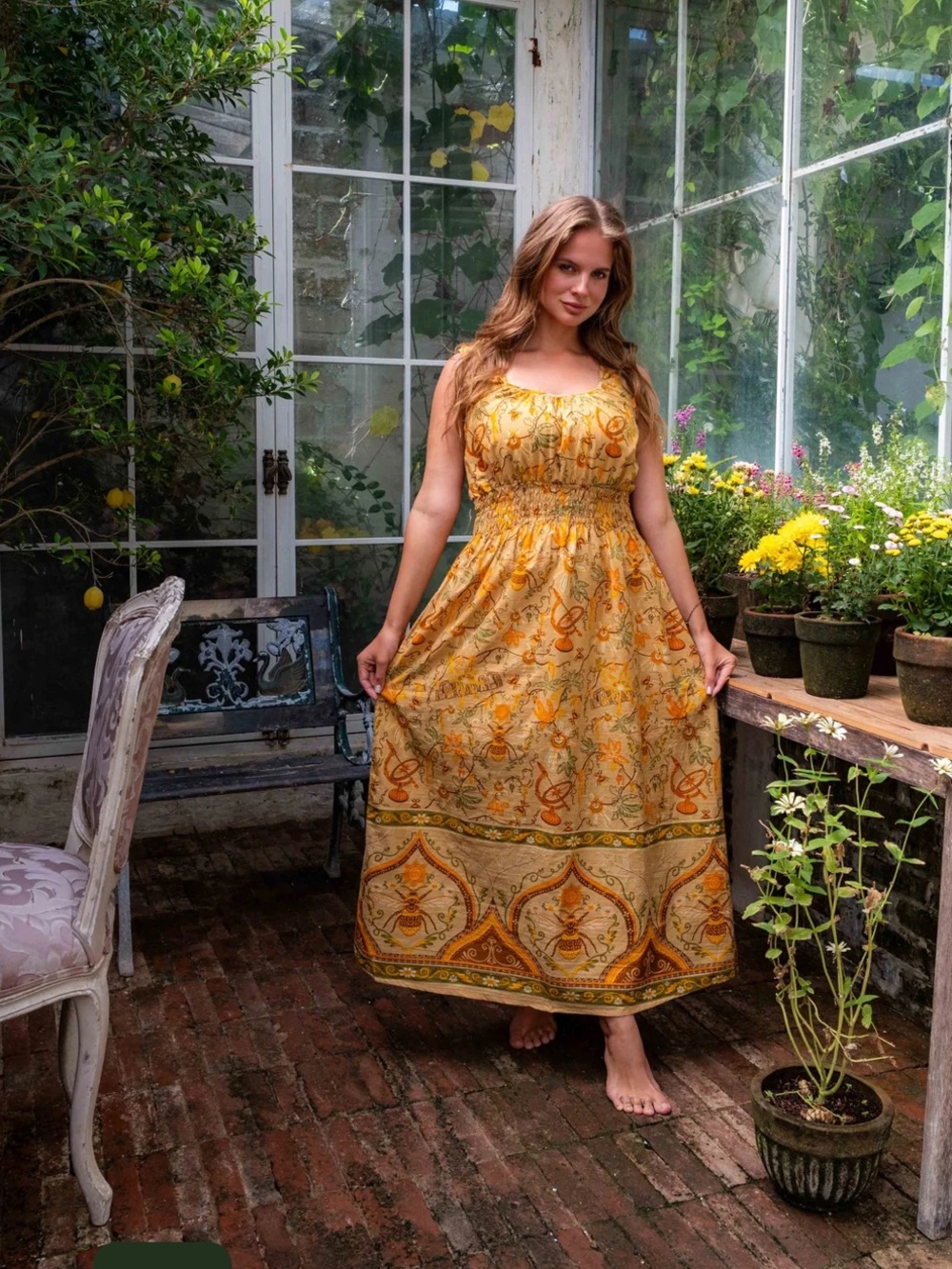 SECRET GARDEN SUMMER DRESS IN HONEYCOMB